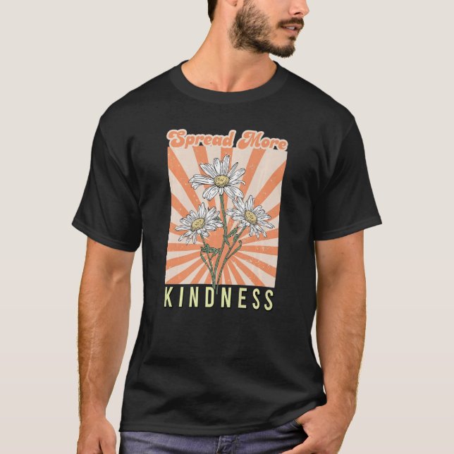 Retro Groovy Daisy Spread More Kindness Positive M T-Shirt (Front)