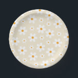 Retro Groovy Daisy Tan Birthday Paper Plates<br><div class="desc">Retro inspired  birthday plates with 70's style daisies in fall colors. brown,  tan and orange colors.</div>