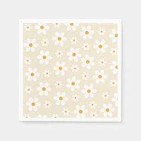 Retro Groovy Daisy Tan Birthday Paper Plates