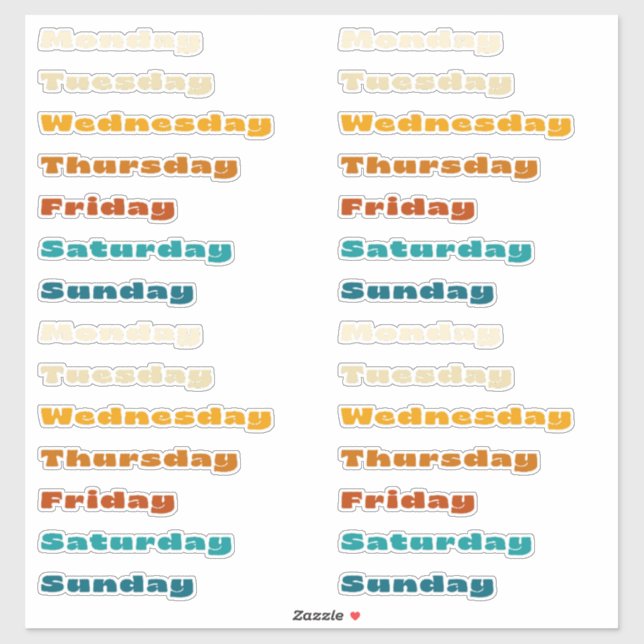 Retro Groovy Days of the Week Sticker Sheet (Sheet)