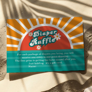 Retro Groovy Diaper Raffle Card Sunny Baby Shower