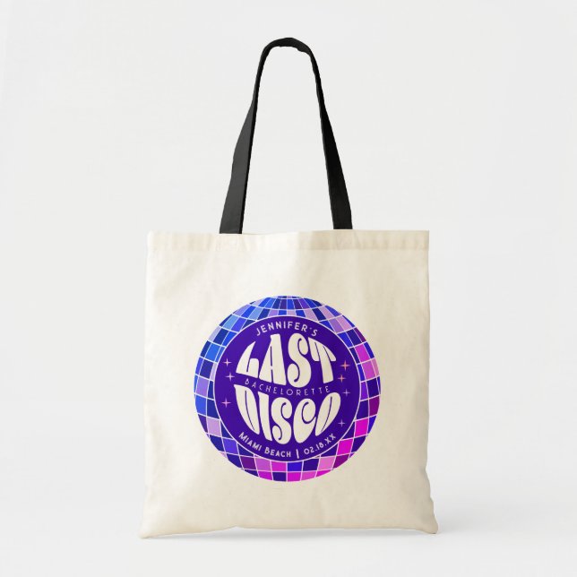 Retro Groovy Disco Bachelorett Weekend Party Favor Tote Bag (Front)
