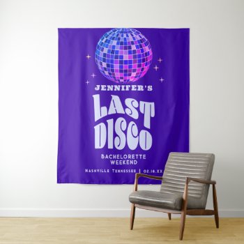 Retro Groovy Disco Bachelorette Weekend Welcome Tapestry by littleteapotdesigns at Zazzle