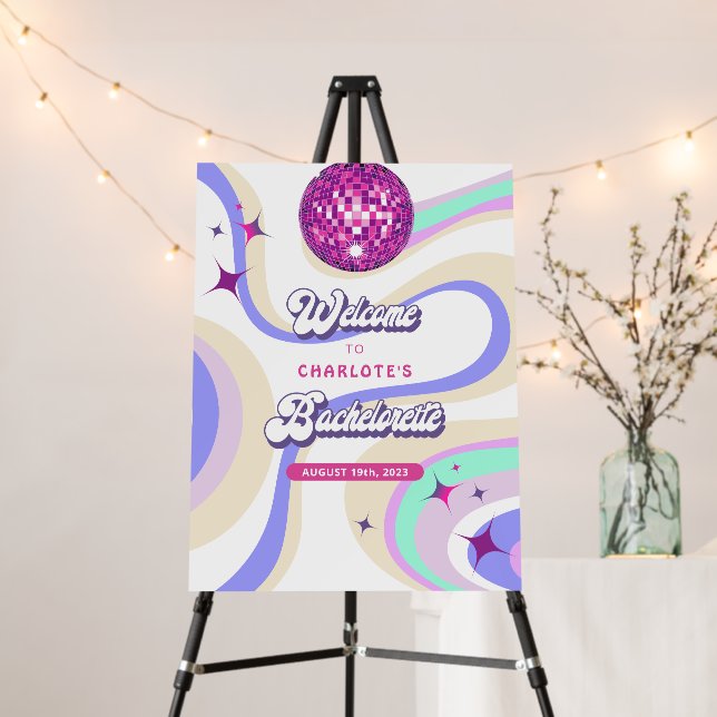Retro Groovy Disco Bachelorette Welcome Sign (In Situ (Stand))