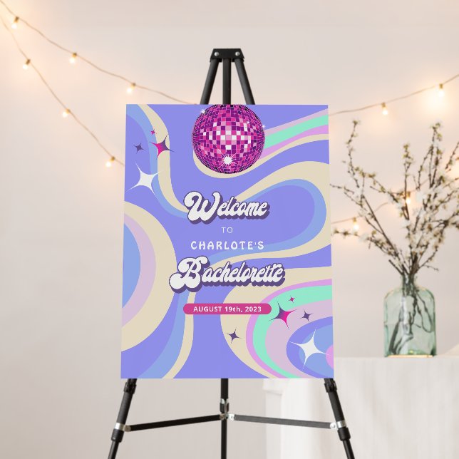 Retro Groovy Disco Bachelorette Welcome Sign (In Situ (Stand))