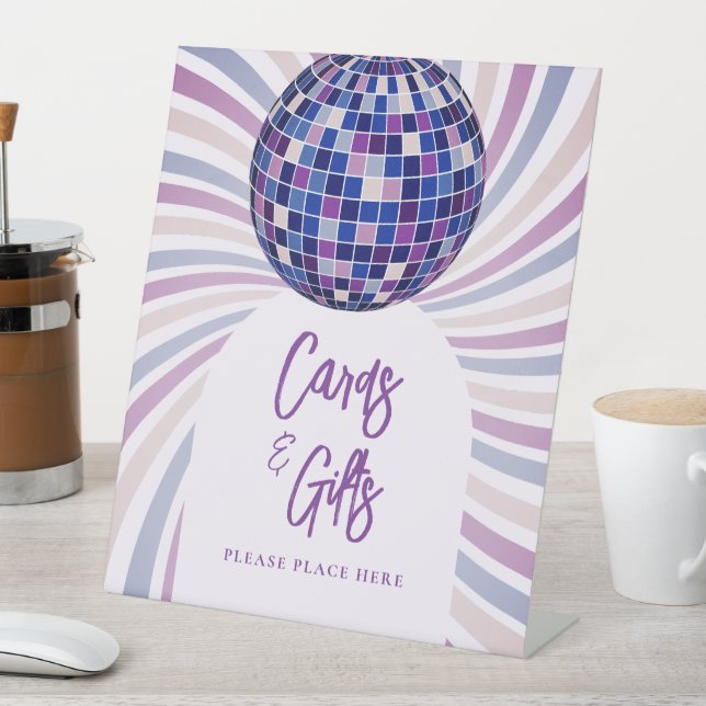 Retro Groovy Disco Bridal Shower Cards and Gifts Pedestal Sign (In SItu)