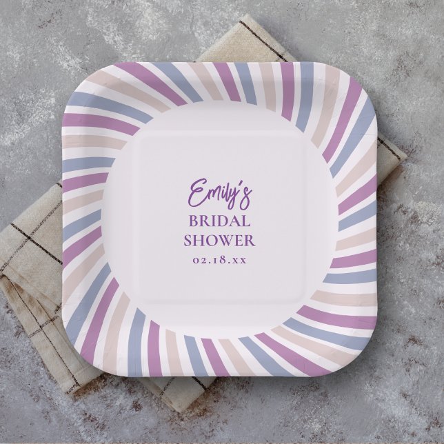 Retro Groovy Disco Bridal Shower Paper Plates (Creator Uploaded)