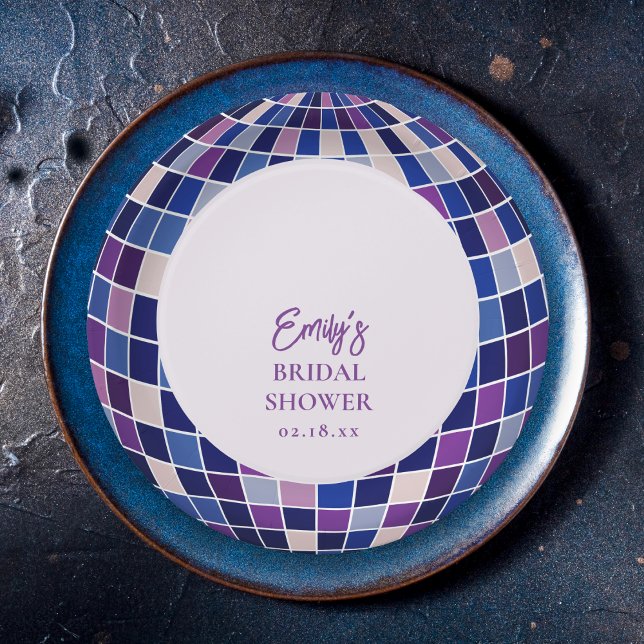 Retro Groovy Disco Bridal Shower Paper Plates (Creator Uploaded)
