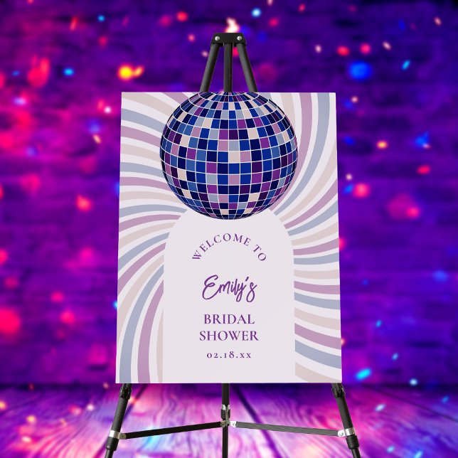 Retro Groovy Disco Bridal Shower Welcome Foam Board (Creator Uploaded)