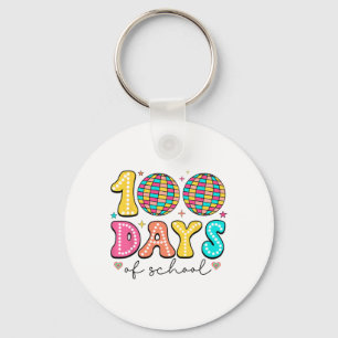Retro Groovy Disco Byll 100 Days Of School Teacher Keychain