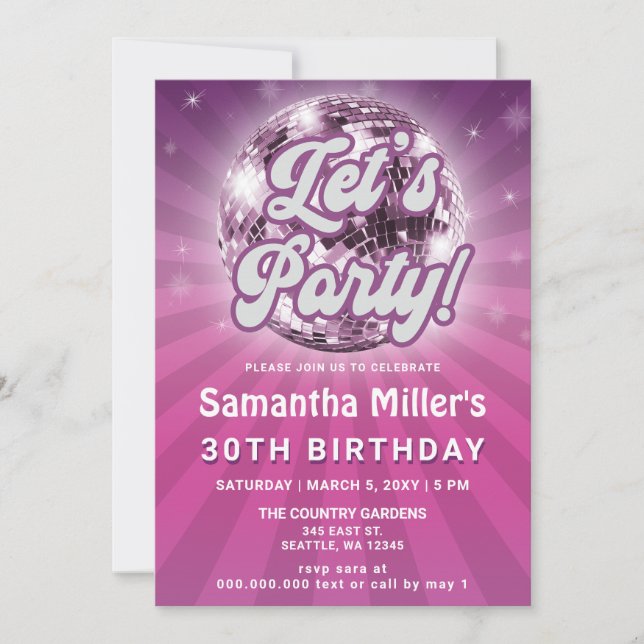 Retro Groovy Disco Party Photo Birthday Invitation (Front)