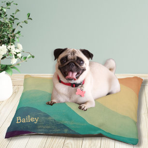 Retro Groovy Distressed Personalized Dog Bed