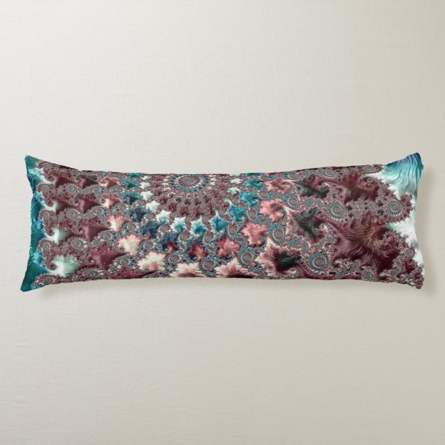 Retro Groovy Eclectic Bohemian Spiral Fractal Body Pillow (Front)