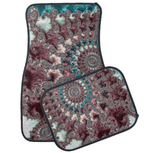 Retro Groovy Eclectic Bohemian Spiral Fractal Car Floor Mat