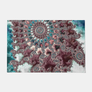 Retro Groovy Eclectic Bohemian Spiral Fractal Doormat