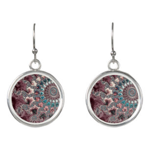 Retro Groovy Eclectic Bohemian Spiral Fractal Earrings