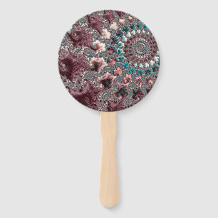 Retro Groovy Eclectic Bohemian Spiral Fractal Hand Fan