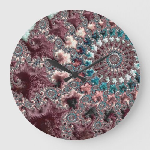 Retro Groovy Eclectic Bohemian Spiral Fractal Large Clock