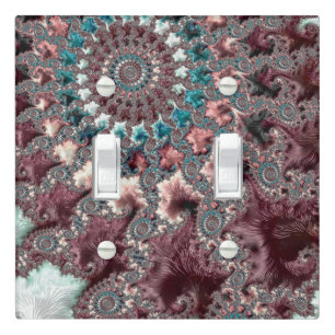 Retro Groovy Eclectic Bohemian Spiral Fractal Light Switch Cover