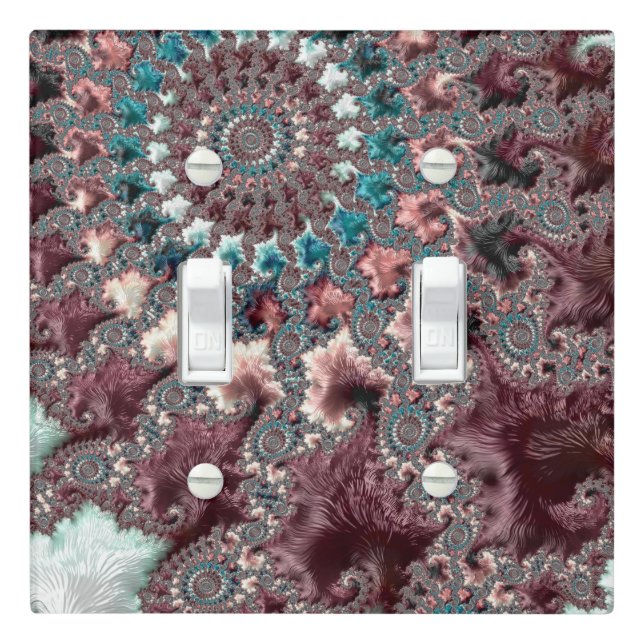 Retro Groovy Eclectic Bohemian Spiral Fractal Light Switch Cover (In Situ)