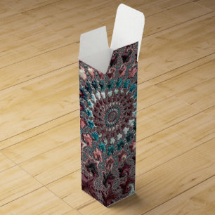 Retro Groovy Eclectic Bohemian Spiral Fractal Wine Box