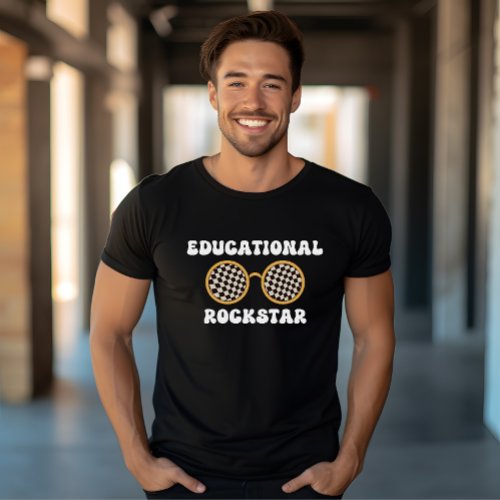 Retro groovy Educational Rockstar sunglasses teach T_Shirt