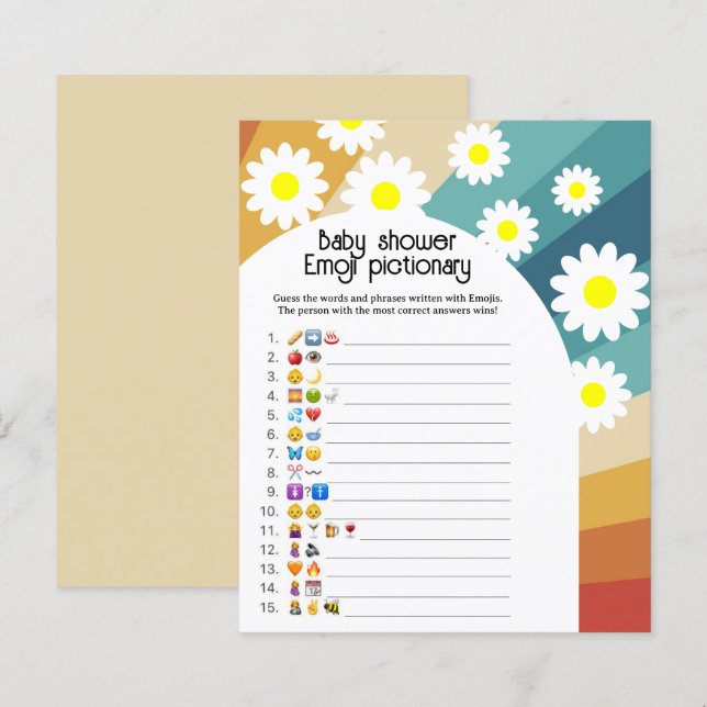 Retro Groovy - Emoji picture game baby shower (Front/Back)