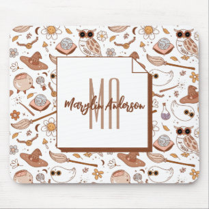 RETRO GROOVY FALL MONOGRAM HALLOWEEN  MOUSE PAD
