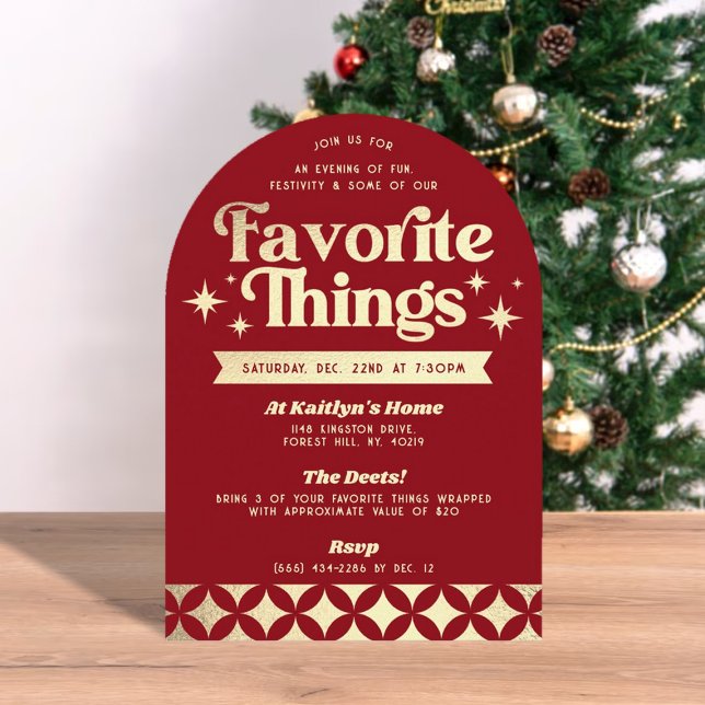 Retro Groovy Favorite Things Holiday Party Invitation (Creator Uploaded)