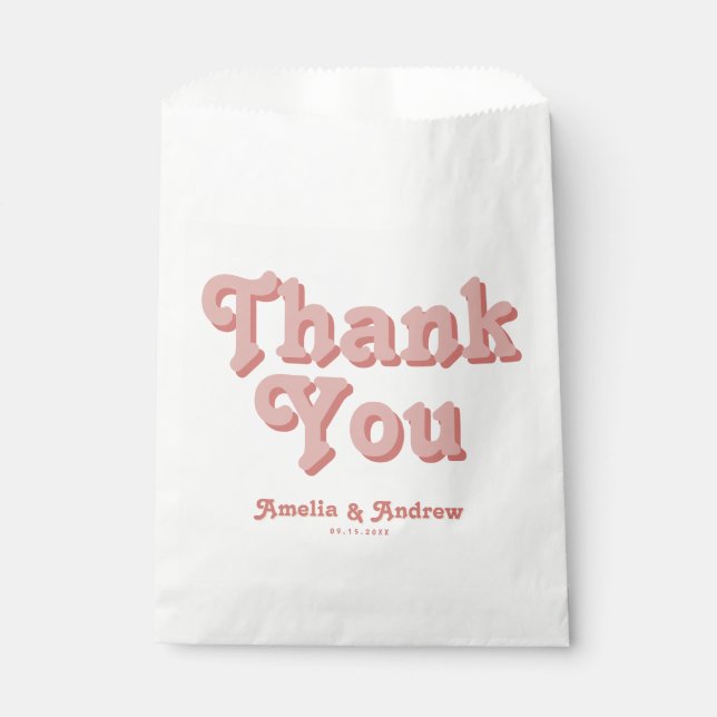 Retro Groovy Floral 1970s Bold Wedding Favor Bag (Front)