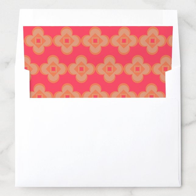 Retro Groovy Floral 70's Pink & Orange Fun Wedding Envelope Liner (In Envelope)