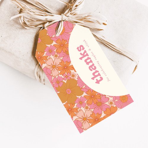 Retro Groovy Floral Arch  Boho Favor Gift Tags
