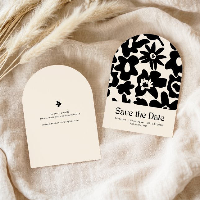 Retro Groovy Floral Arch Wedding Save the Date (Creator Uploaded)