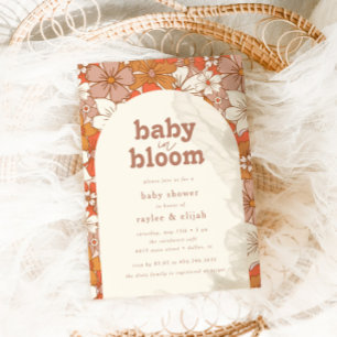 Retro Groovy Floral Baby in Bloom Invitation