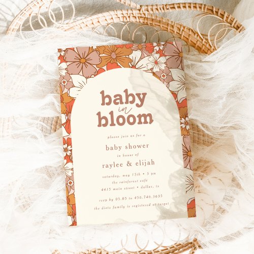 Retro Groovy Floral Baby in Bloom  Invitation