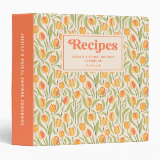Retro Groovy Floral Bridal Shower Recipe Book 3 Ring Binder
