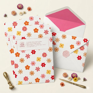🌸 Retro Groovy Floral Custom Logo Business Envelope Mailers