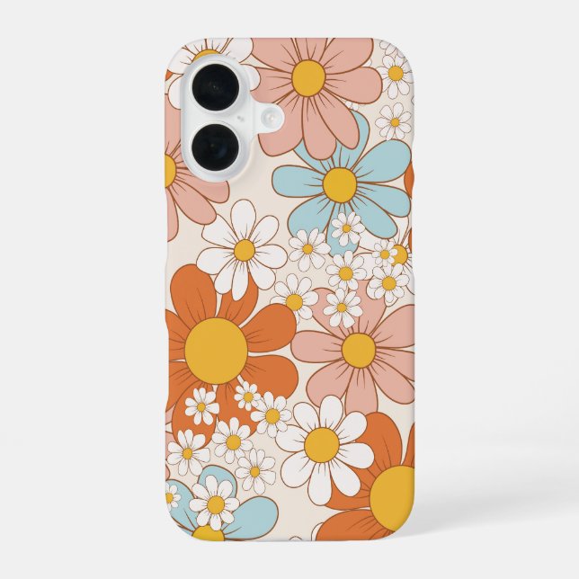 Retro Groovy Floral Daisy Seamless Pattern Iphone Case (Back)
