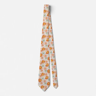 Retro Groovy Floral Daisy Seamless Pattern Neck Tie