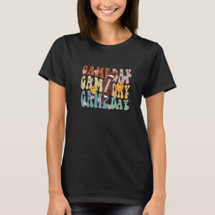 Retro Groovy Floral Game Day Vibes Family Matching T-Shirt