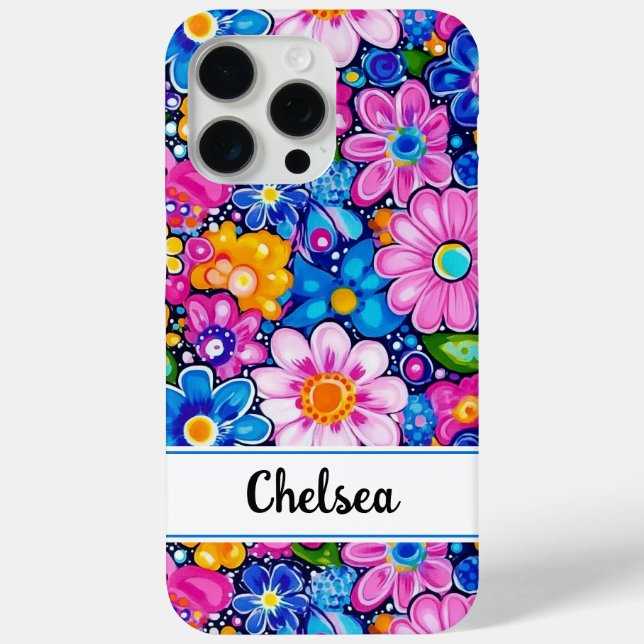 Retro Groovy Floral Personalized Case-Mate iPhone Case (Back)