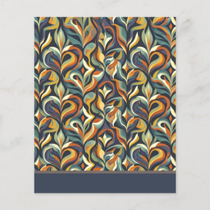 Retro Groovy Floral Swirl Navy Teal Orange Pattern Flyer