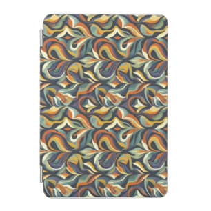 Retro Groovy Floral Swirl Navy Teal Orange Pattern iPad Mini Cover