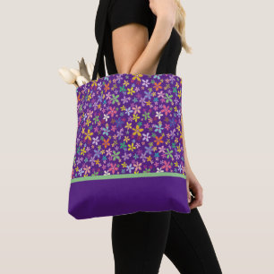 Retro Groovy Flower Colorful Design Pattern Tote Bag