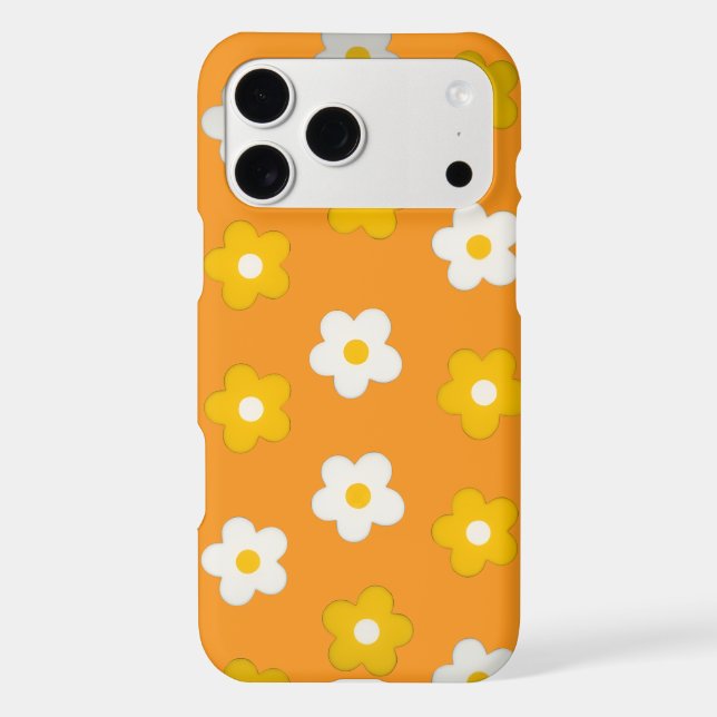 Retro Groovy Flower Orange Yellow Pattern iPhone Case (Back)