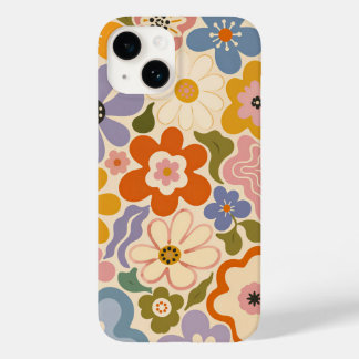 Retro Groovy Flowers Hearts Peace Signs Case-Mate iPhone 14 Case