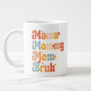 Retro Groovy Flowers Mother's Day Photo Giant Coffee Mug
