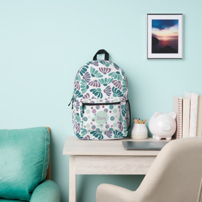 Retro Groovy Flowers Personalized Printed Backpack (Insitu)