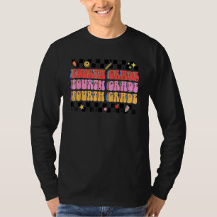 Retro Groovy Fourth Grade 4th Grade Teacher Back T T-Shirt