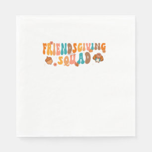 Retro Groovy Friendsgiving Squad Team Turkey Thank Napkins